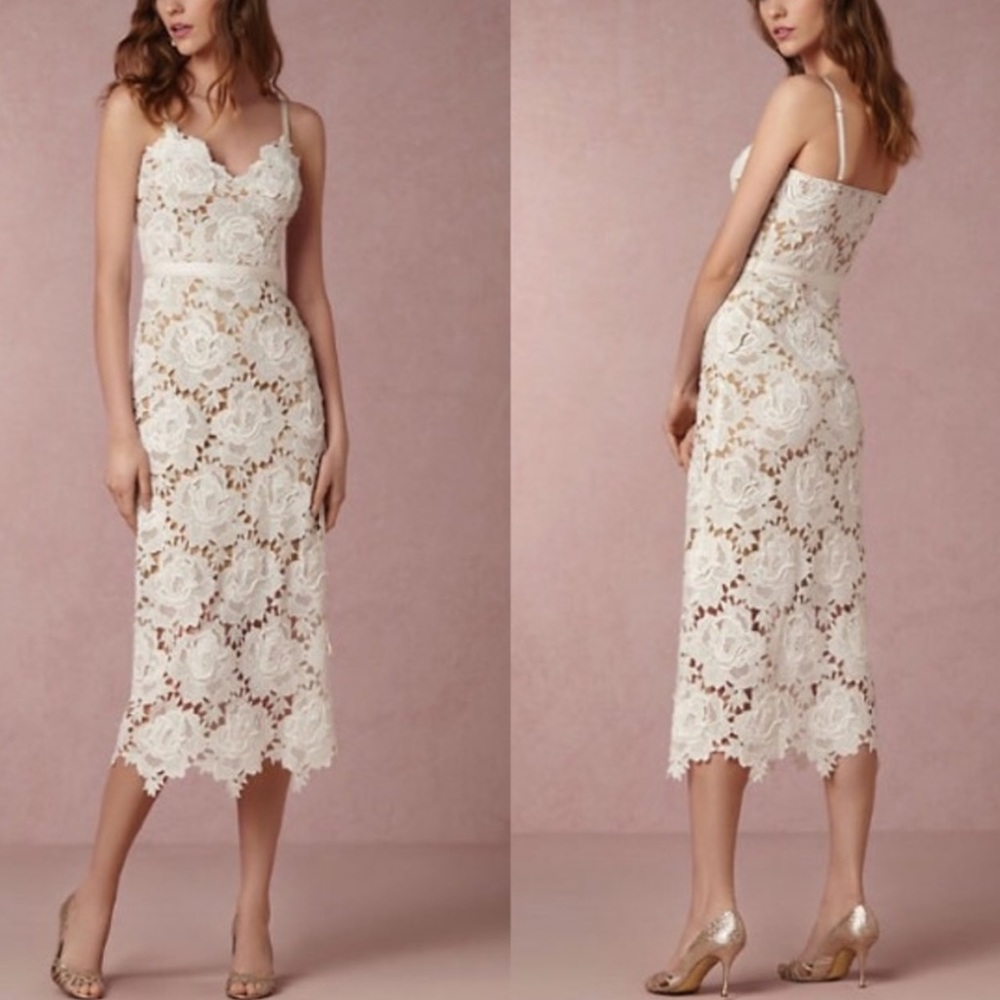 BHLDN Ivory Lace Midi Dress